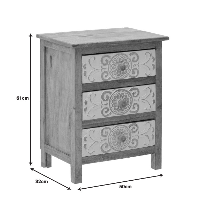 Дървено резбовано чекмедже  3-50-245-0017 естествено-бяло 50x32x61см
