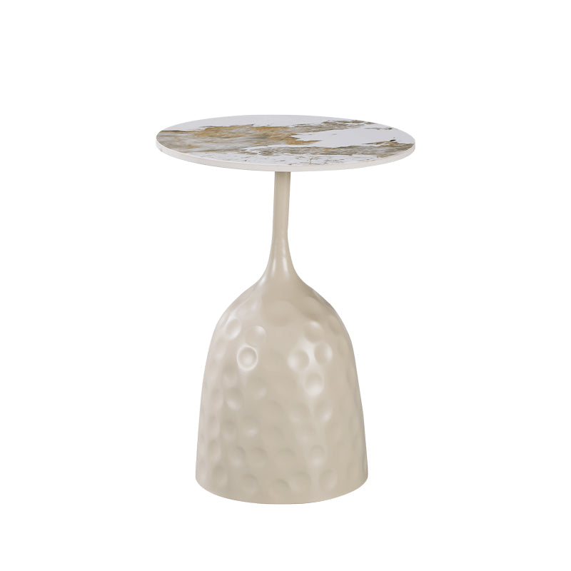 Странична маса AMPHORA капучино метал-мрамор-вид травертин d40x60см