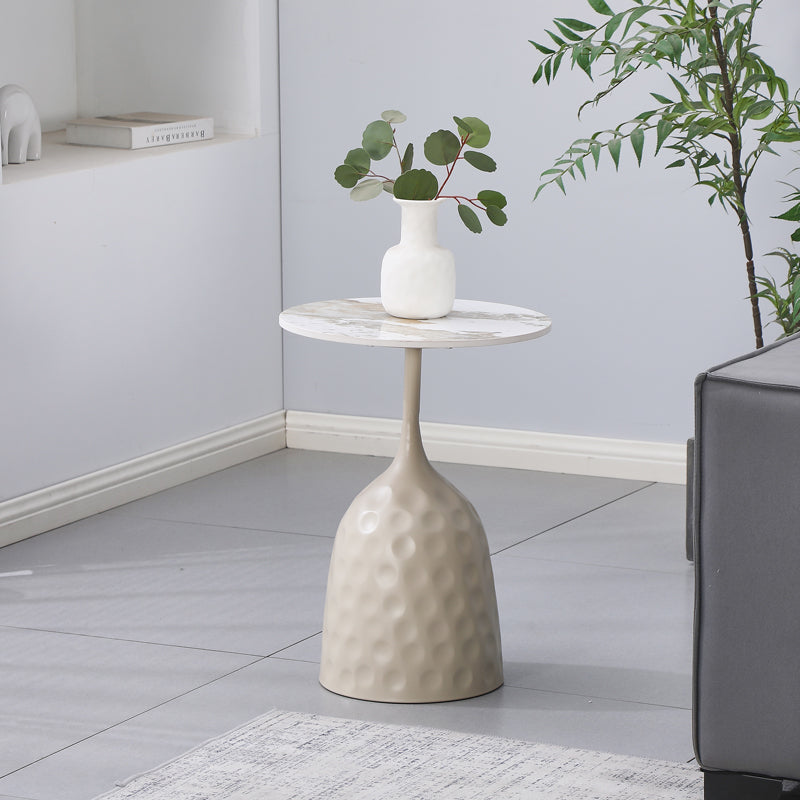 Странична маса AMPHORA капучино метал-мрамор-вид травертин d40x60см