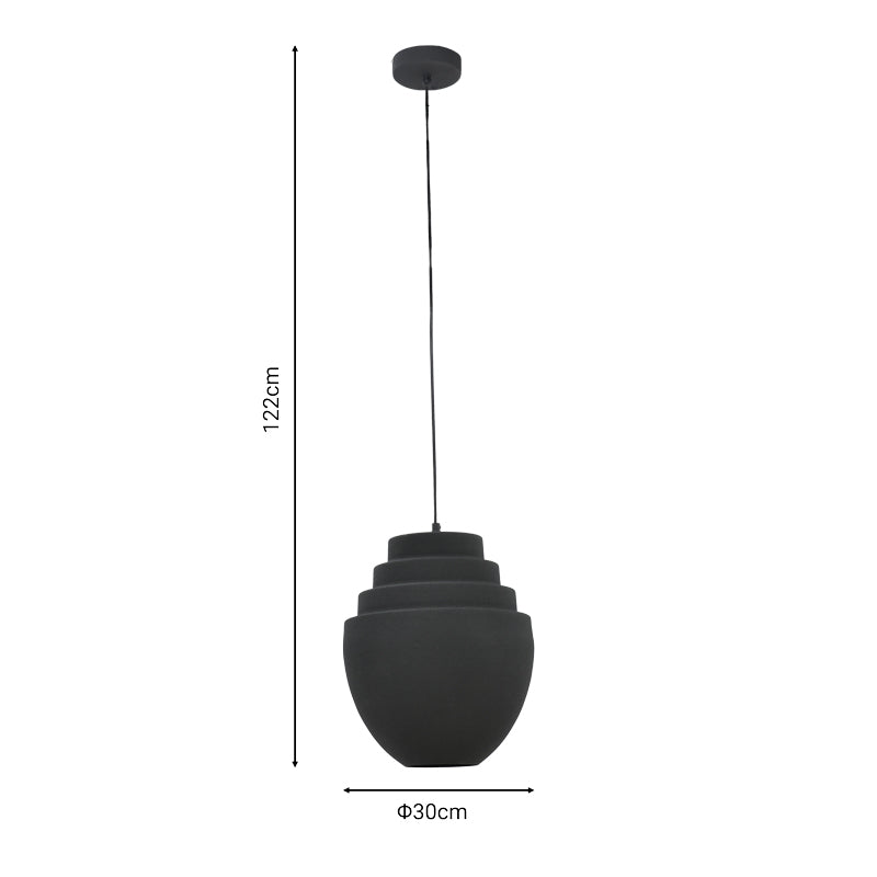 Плафон kelsy  e27 черен метал d30x122см