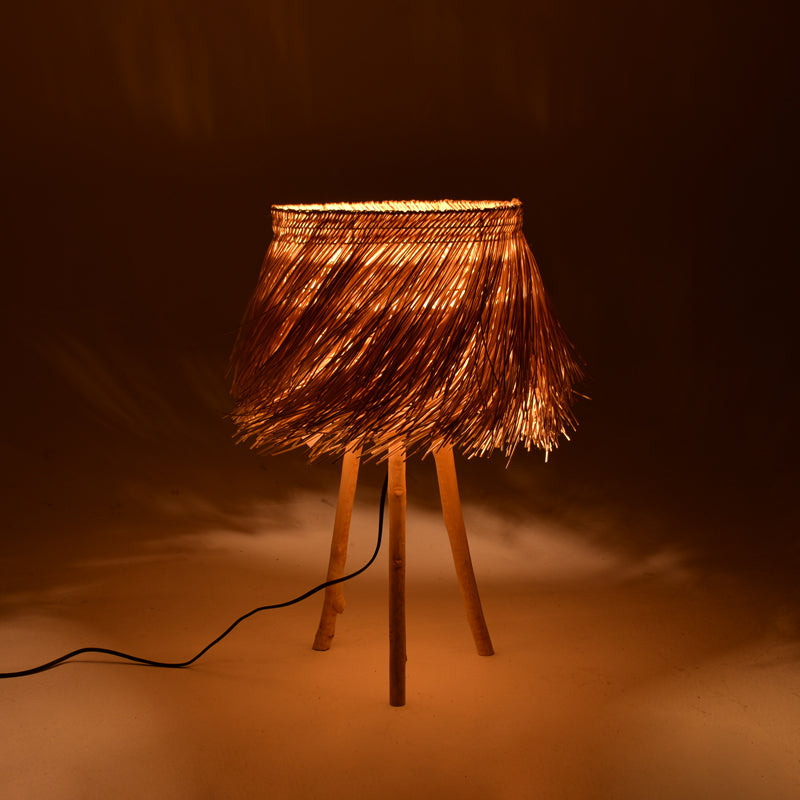 Настолна лампа herfo  e27 ратан в естествен цвят d30χ58.8см