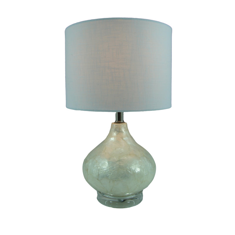 Настолна лампа Guidance  E27 бяло стъкло-бял абажур от плат D25x41см