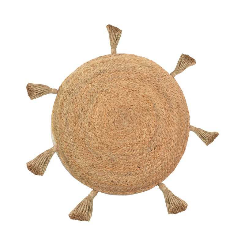 Буф възглавница за стол εlefon  естествена материя екрю d35x12см