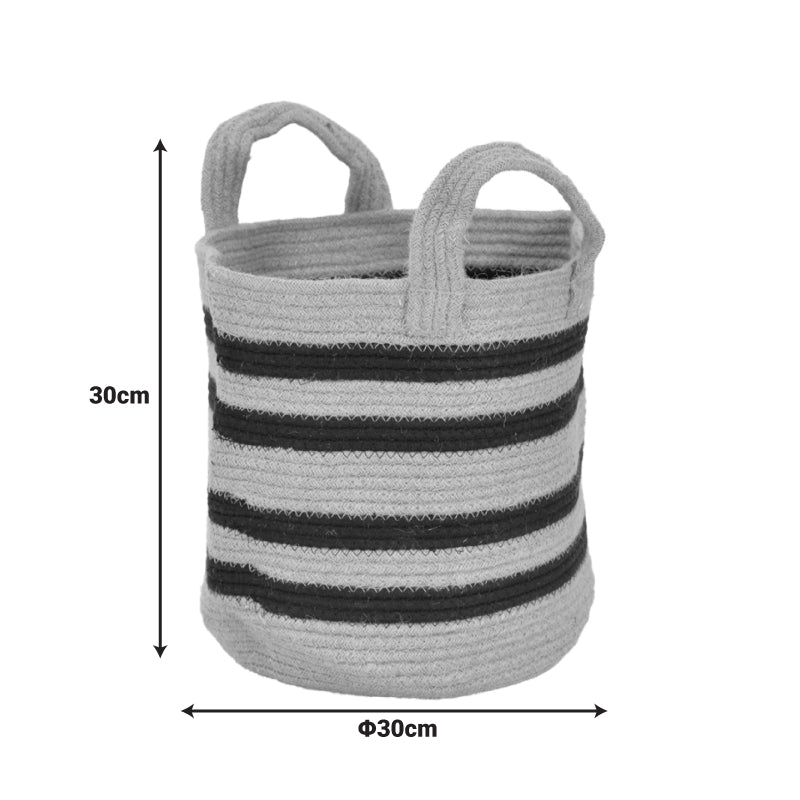 Декоративна кошница mibra  памук-юта в бежово-черен нюанс d30x30cm