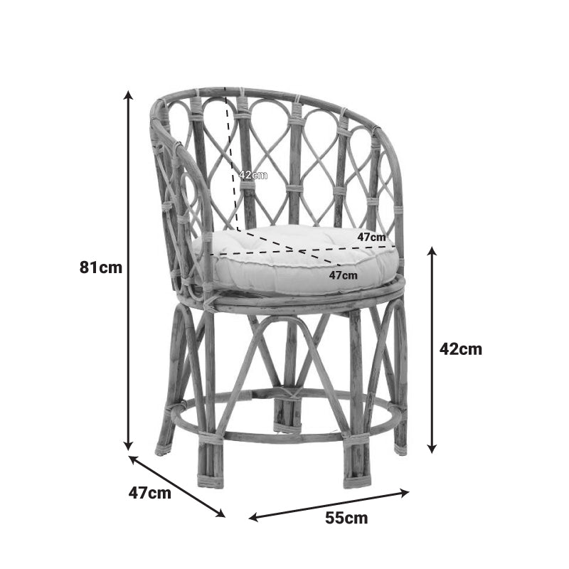 Rostan  стол от естествен ратан с възглавница 51x50x80см