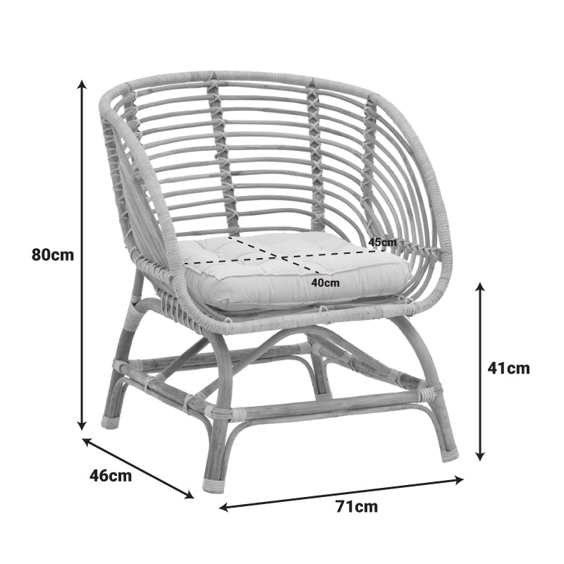 Diane  кресло естествено дърво с възглавница 71x46x80см