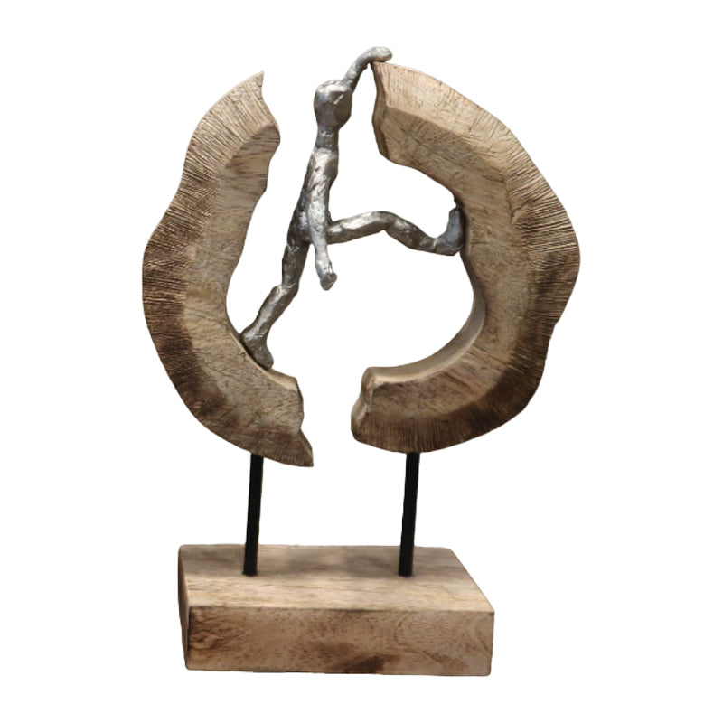 Декорация за маса Caren  естествено мангово дърво-алуминий 19x10x29см