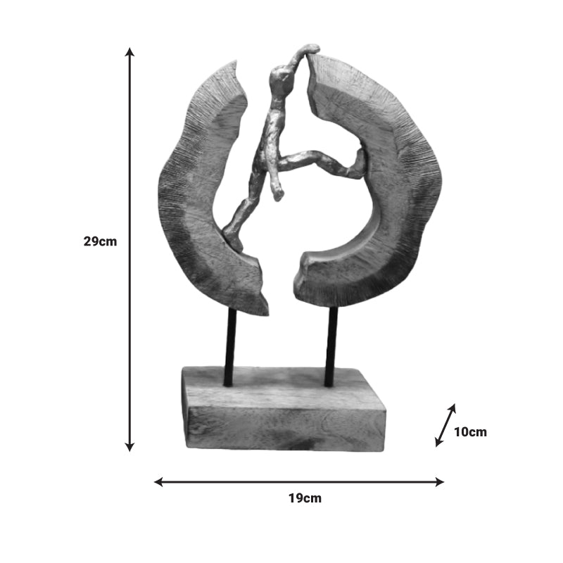 Декорация за маса Caren  естествено мангово дърво-алуминий 19x10x29см