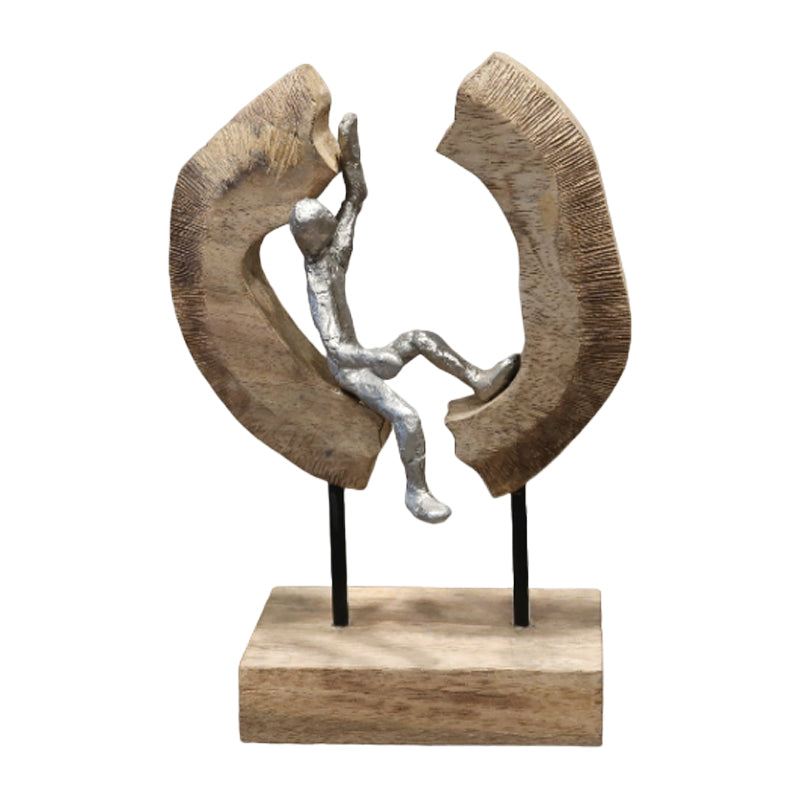 Декорация за маса Vualo  естествено мангово дърво-алуминий 18x10x26cm