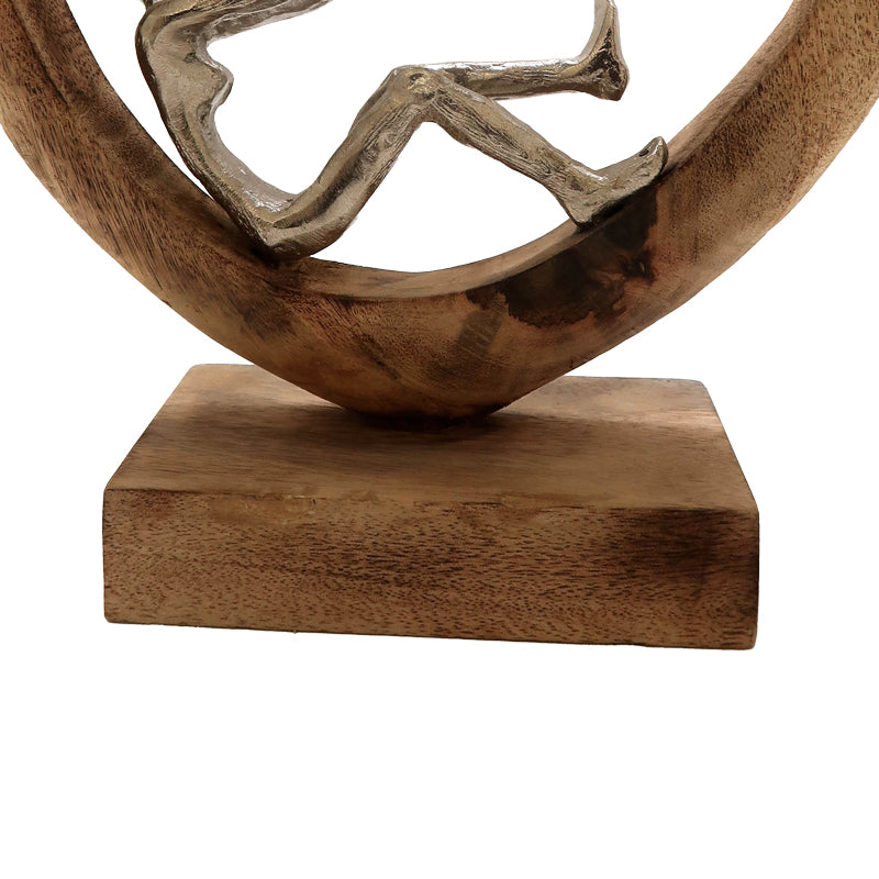 Декорация за маса сърце Loisir  естествено мангово дърво-алуминий 28.5x9x30cm