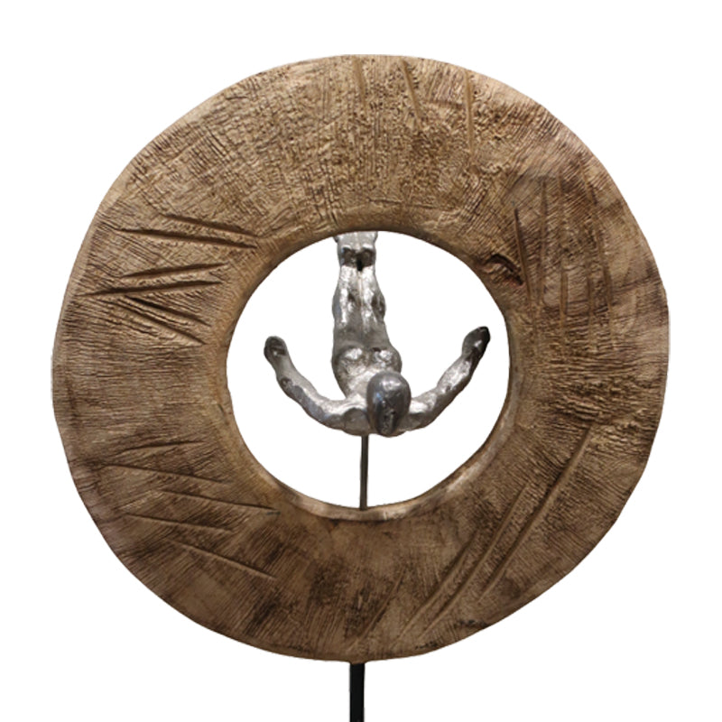 Декорация за маса Manny  естествено мангово дърво-алуминий 31x18x50см