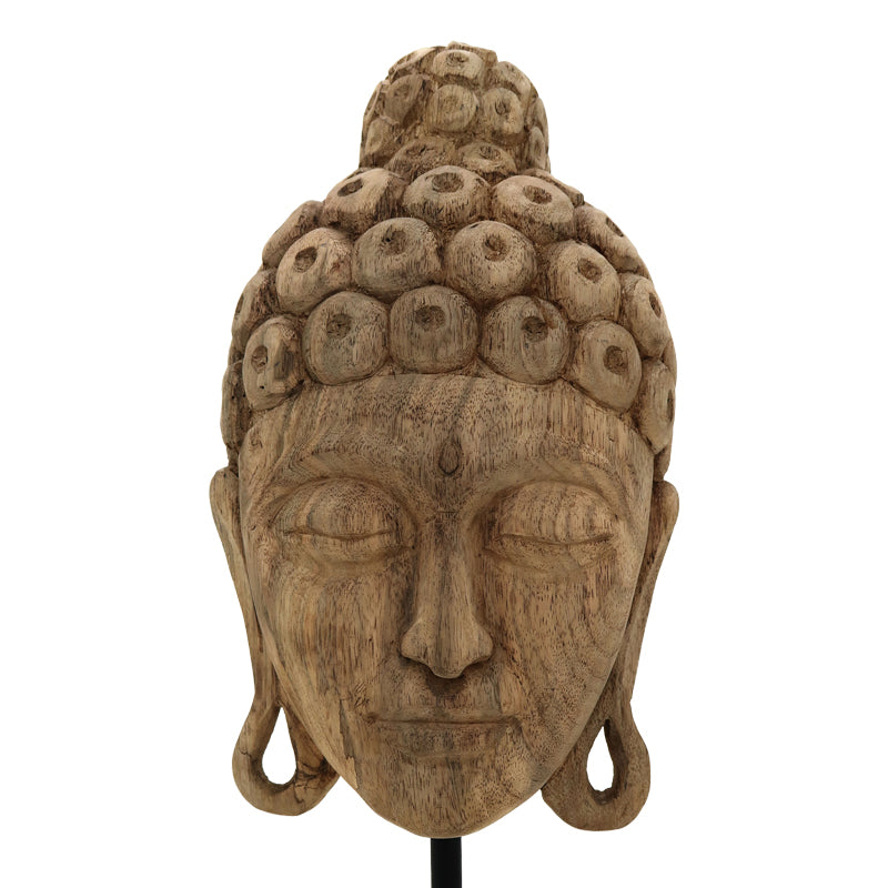 Декорация за маса buddha Mask  естествено мангово дърво-желязо 20x18.5x48.5cm
