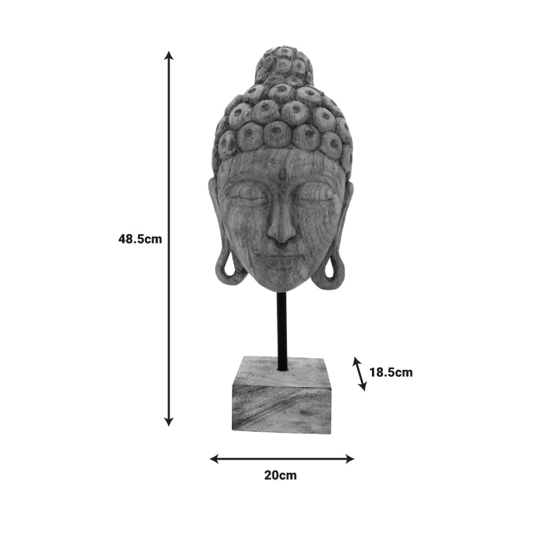 Декорация за маса buddha Mask  естествено мангово дърво-желязо 20x18.5x48.5cm