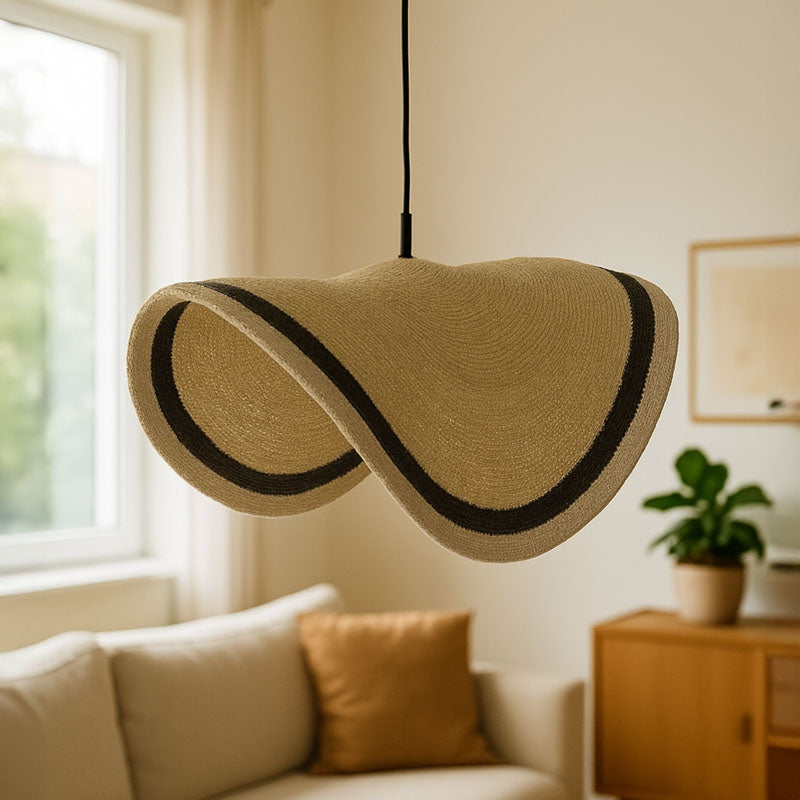 Плафон Hatchie  естествено-черно-бяла морска трева-желязо D100x133см