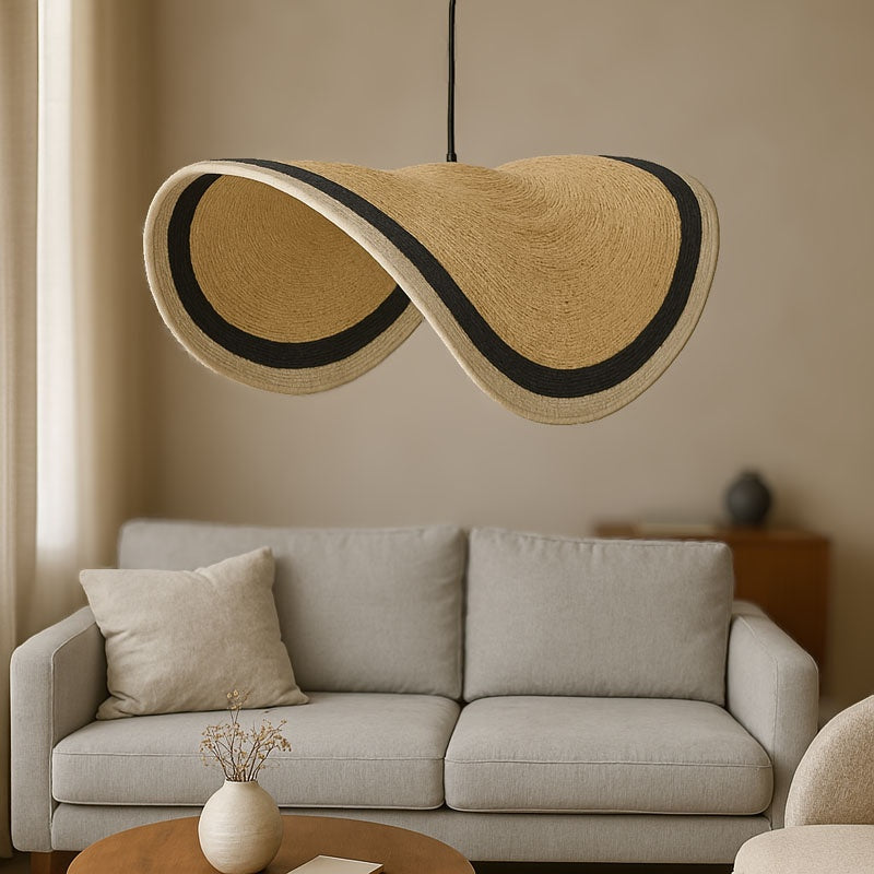 Плафон Hatchie  естествено-черно-бяла морска трева-желязо D120x144см