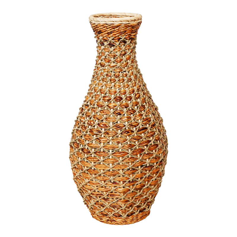 Ваза Gucre I  дърво-ратан pe в естествен нюанс D30x70см