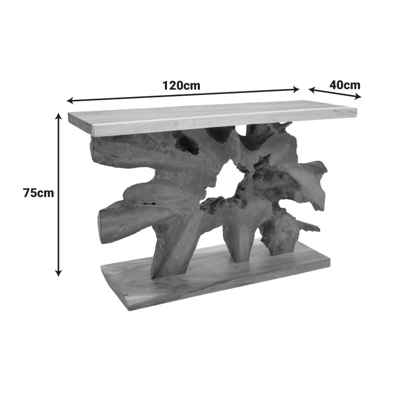 Конзолна маса nasiol  тиково дърво в естествен цвят 120x40x75см