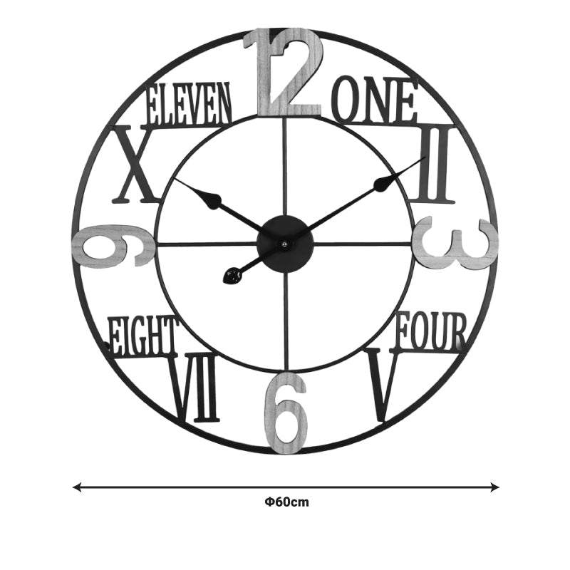 Стенен часовник Beauco  метал в черен нюанс 60x3x60см