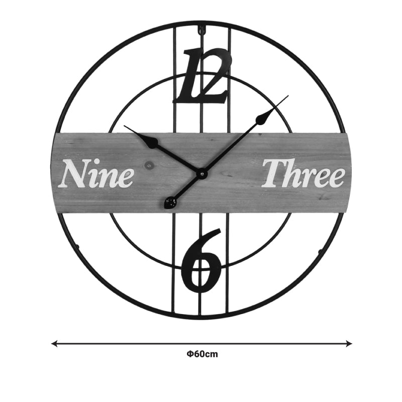 Стенен часовник Tabla  метал в черен нюанс 60x3x60см