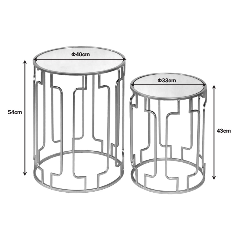 Помощни маси комплект от 2 Sieni  злато метал-огледало стъкло