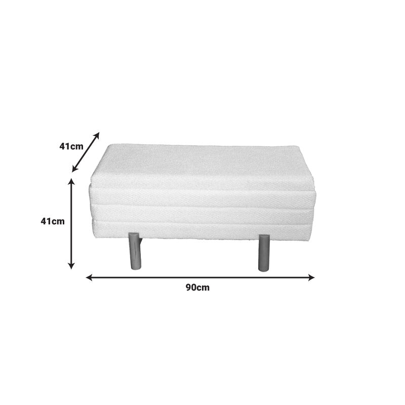 Комплект табуретка Cindy  от 2 букле плат в бежов и бял нюанс
