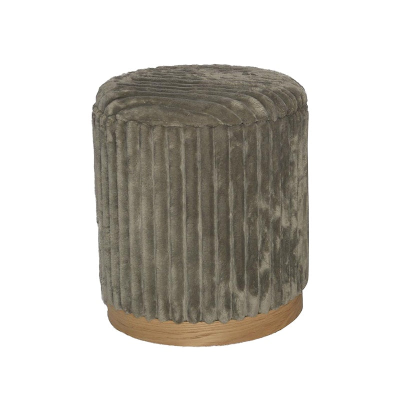 Комплект табуретки Poofy  от 2 плат букле в сив и бял нюанс