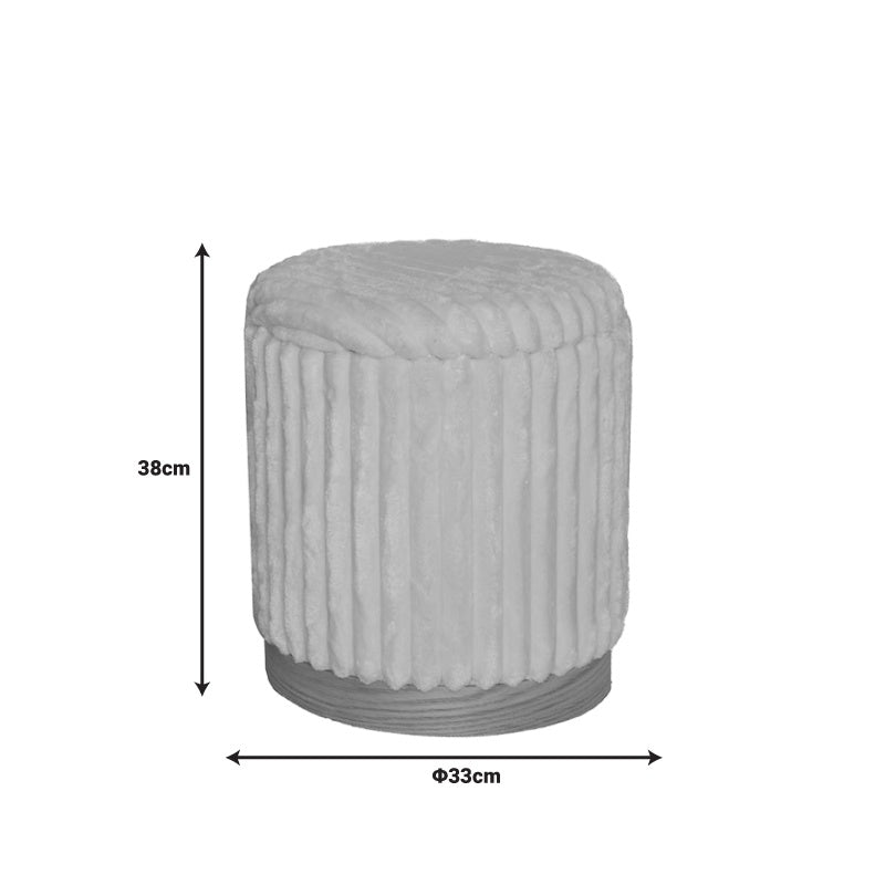 Комплект табуретки Poofy  от 2 плат букле в сив и бял нюанс