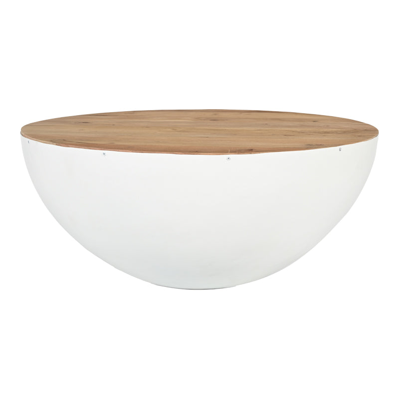 Холна маса coffelty  акациево дърво масив - бял метал д90х40см