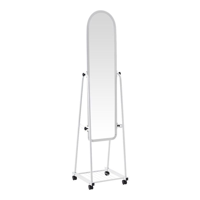 Lomna pp-метално огледало на колела с рафт в бял нюанс 38,5x37,5x160см
