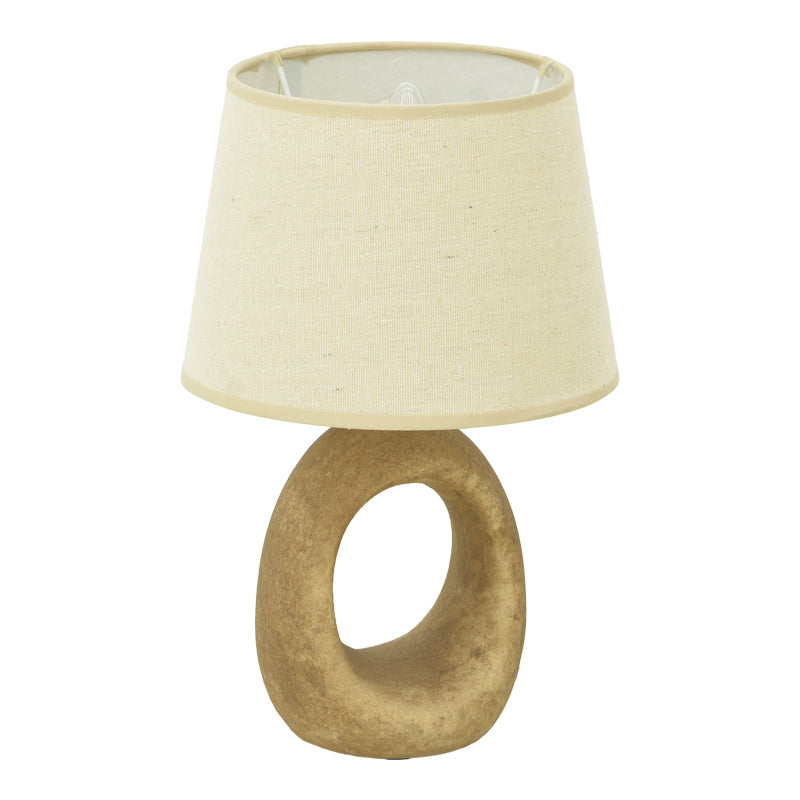 Collie  e14 керамична настолна лампа в сив антично-бежов абажур d18x29см