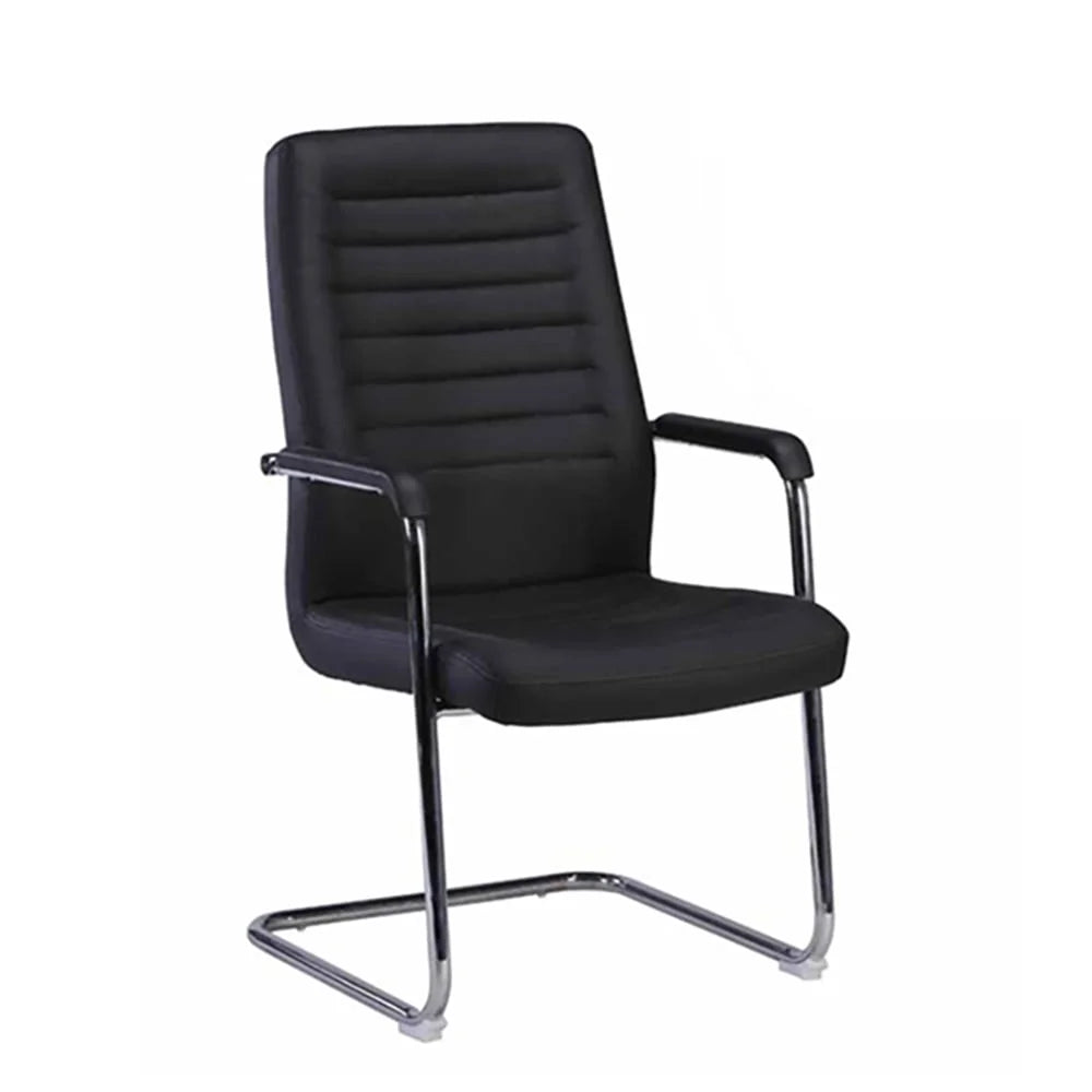 Посетителски стол Sit M, екокожа, метална основа, до 120 kg, черен, 2 броя в комплект