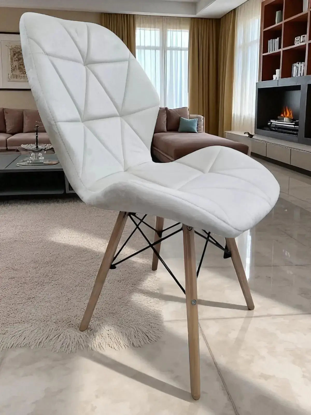 Трапезен стол Мелина кадифе шампанско