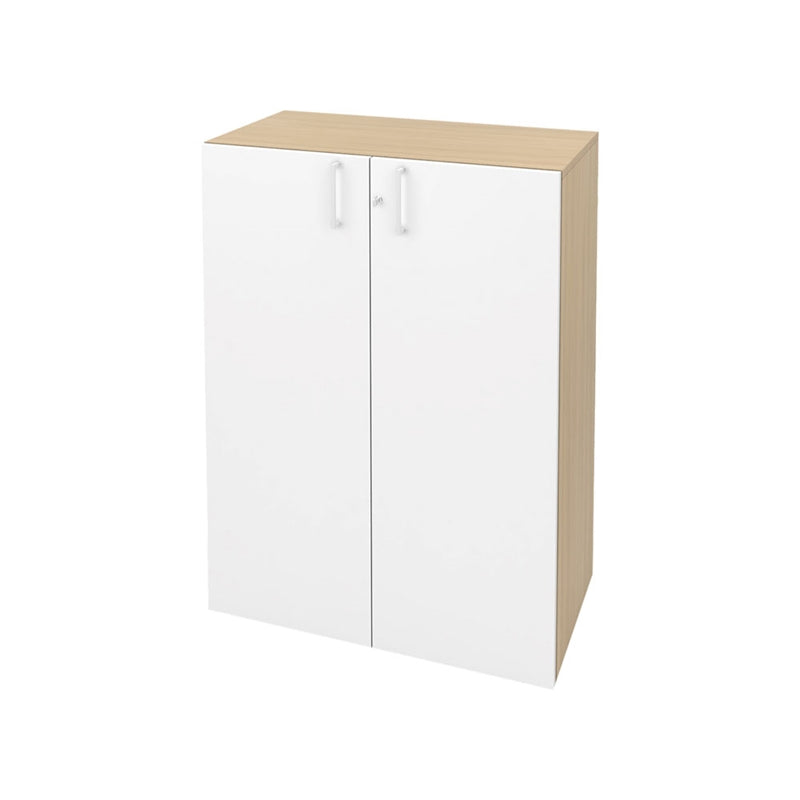 Шкаф Narbutas Choice, 800 x 420 x 1075 mm, ПДЧ 18 mm, корпус с избелен дъб, бели врати с бяла правоъгълна дръжка