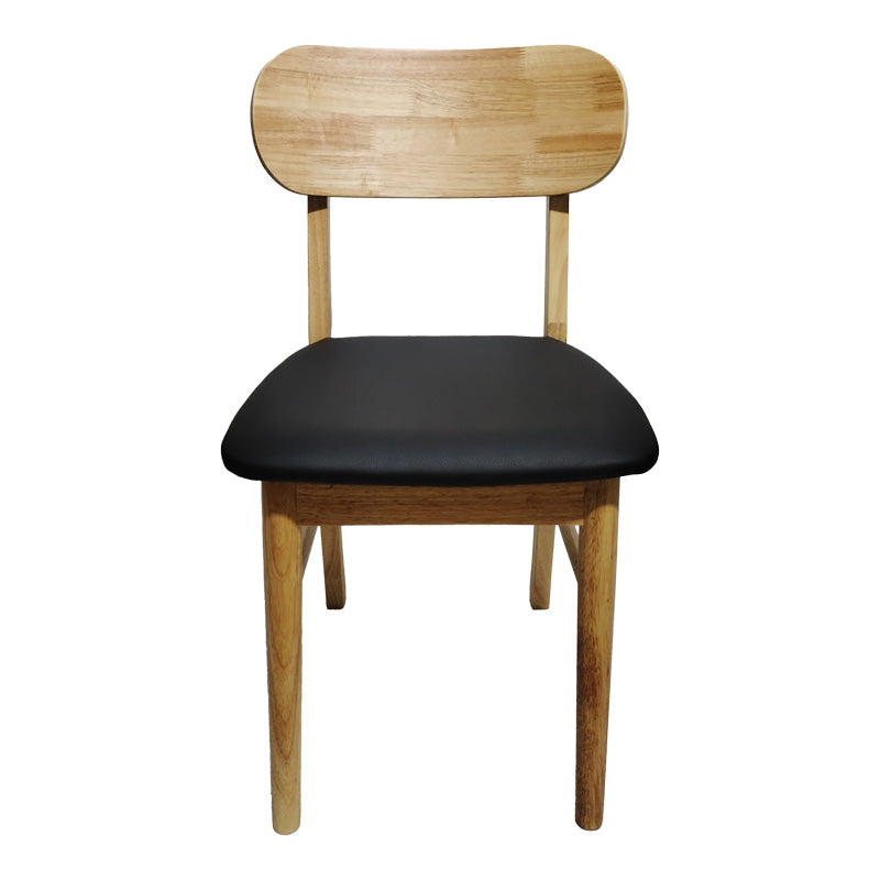 Стол bedona естествен цвят каучуково дърво и черна pu възглавница 47x46x80cm