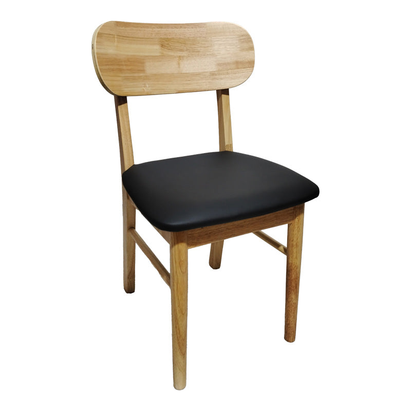 Стол bedona естествен цвят каучуково дърво и черна pu възглавница 47x46x80cm