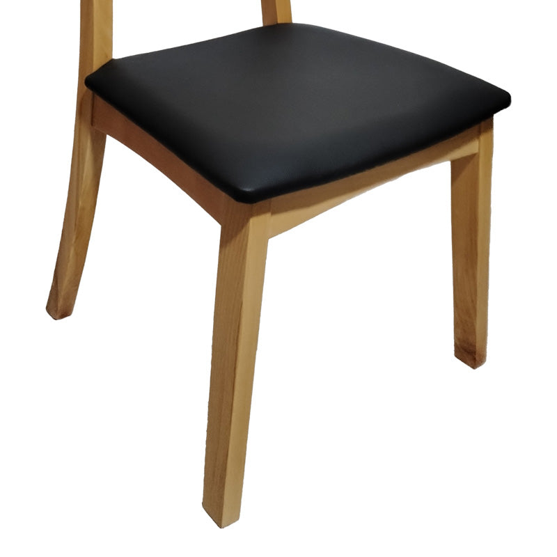 Стол renna естествен цвят буково дърво и черна pu възглавница 48x52x79см