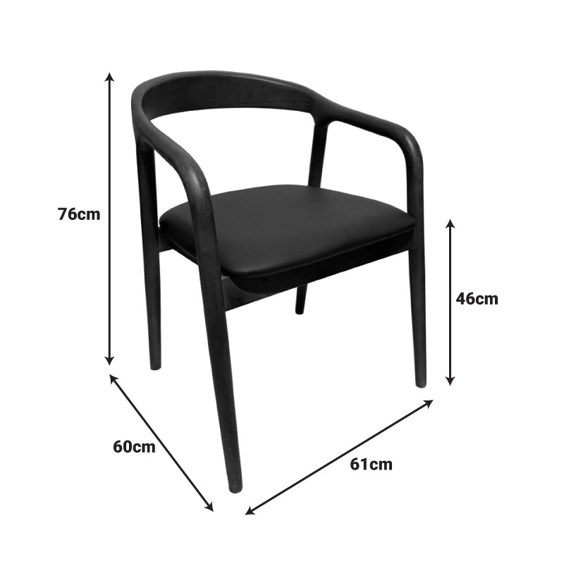 Hogie фотьойл каучуково дърво орех-черен pu възглавница 61x60x76cm
