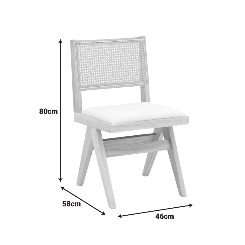 Стол winslow d, каучуково дърво, в естествен нюанс - бял, плат 46x58x80см