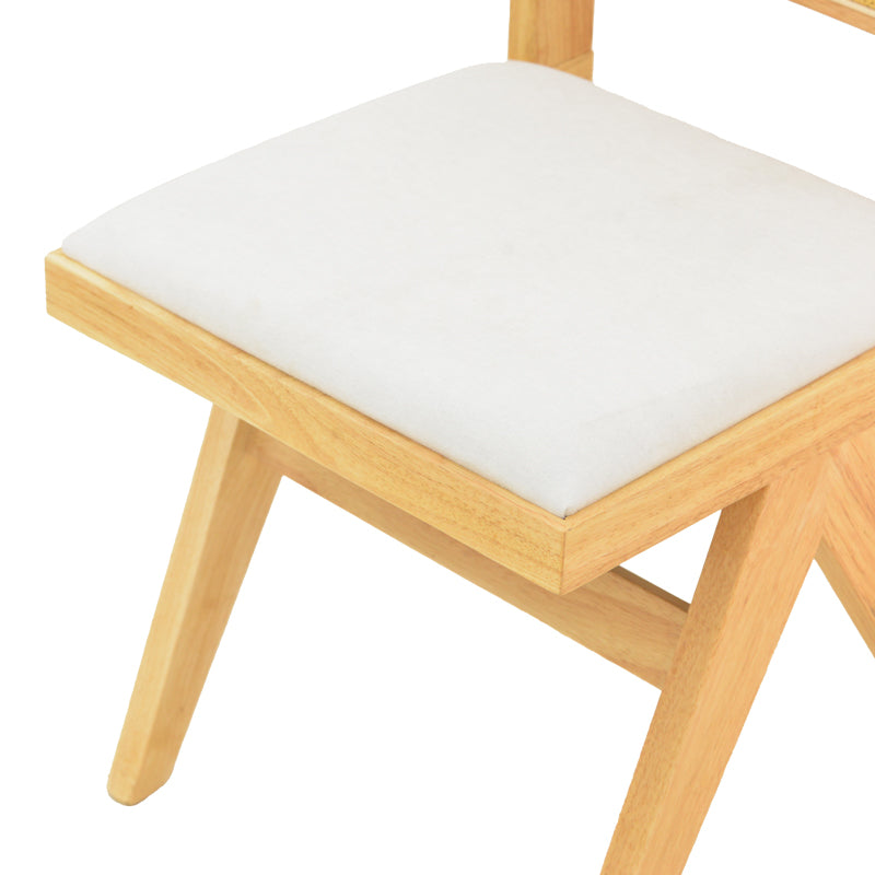 Стол winslow d, каучуково дърво, в естествен нюанс - бял, плат 46x58x80см