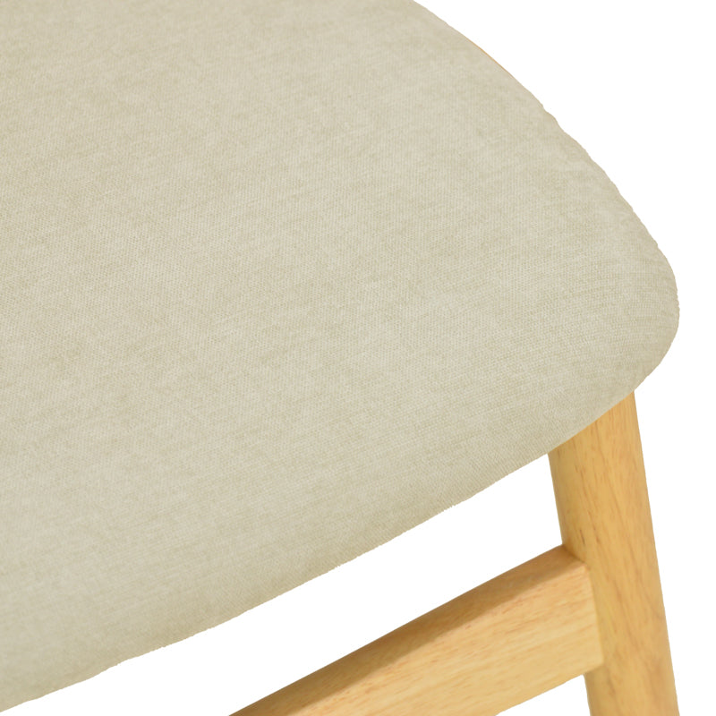 Cardith chair rubberwood-plywood in natural shade-grey beige fabric 48x51x78cm