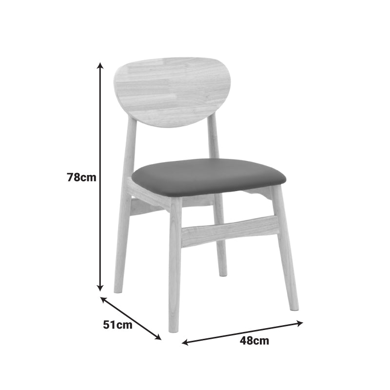 Стол Cardith d, каучуково дърво- в естествен нюанс-pu черно 48x51x78см