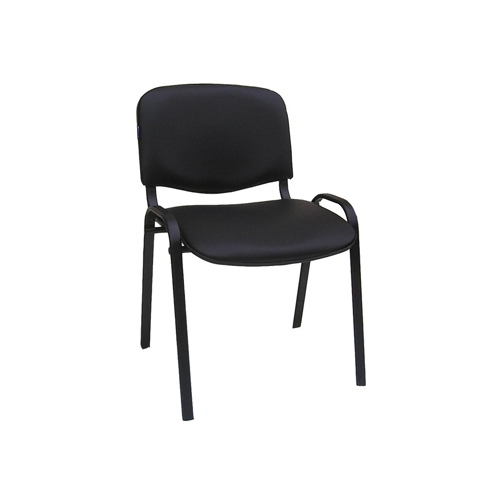 Посетителски стол Iso Black, екокожа, метална основа, до 120 kg, черен