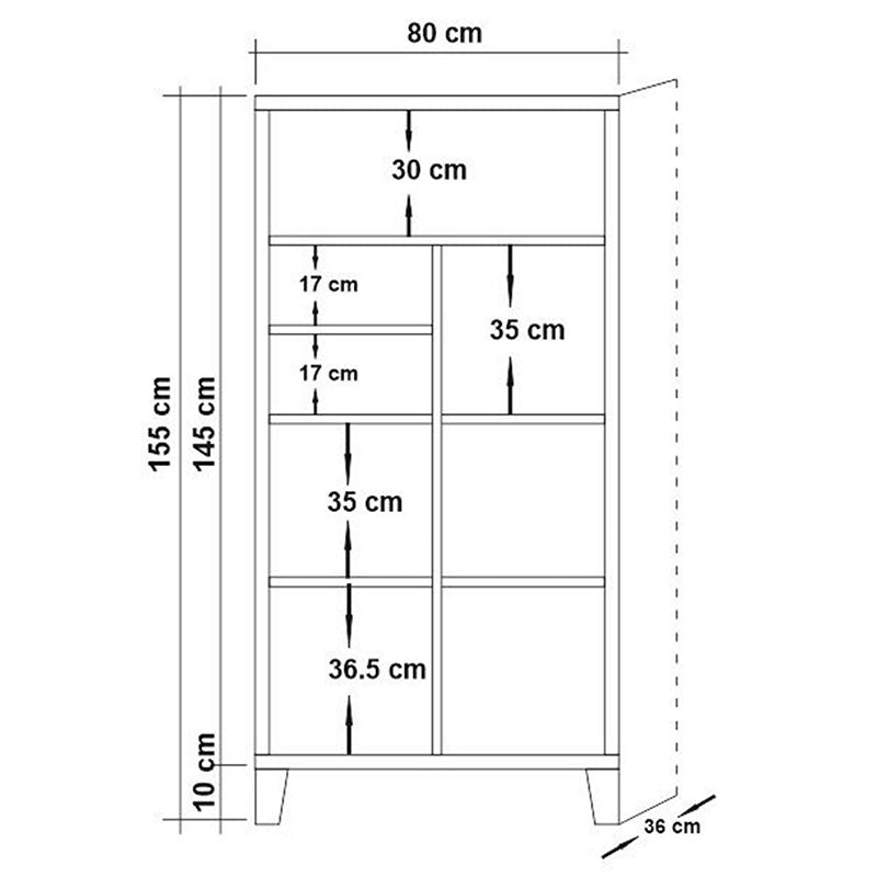 Библиотека PWF-0181-7 в цвят атлантически бор 80x36x155см