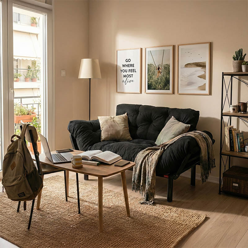 2-местен разтегателен диван pwf-0018 с дамаска в черен цвят 155x73x85см