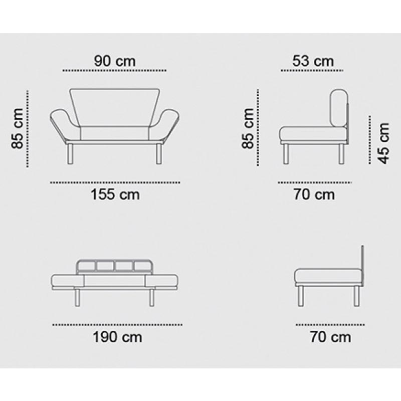 2-местен разтегателен диван pwf-0018 с дамаска в черен цвят 155x73x85см
