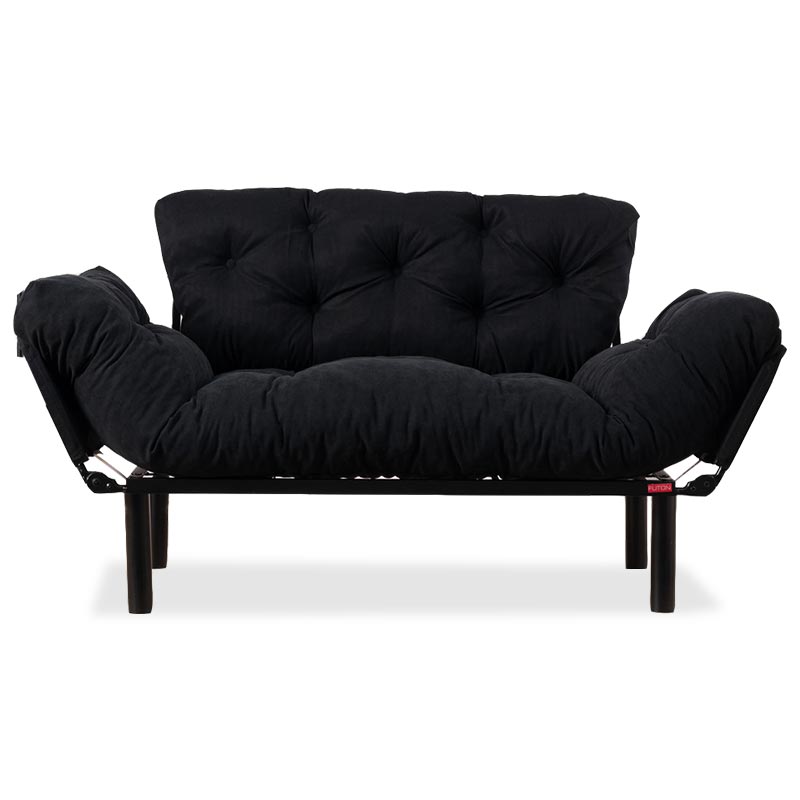 2-местен разтегателен диван pwf-0018 с дамаска в черен цвят 155x73x85см