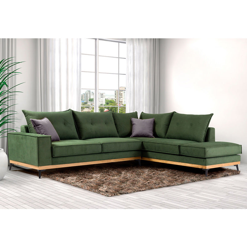 Ъглов диван Luxury ляв ъгъл кипарис-карбон дамаска 290x235x95см