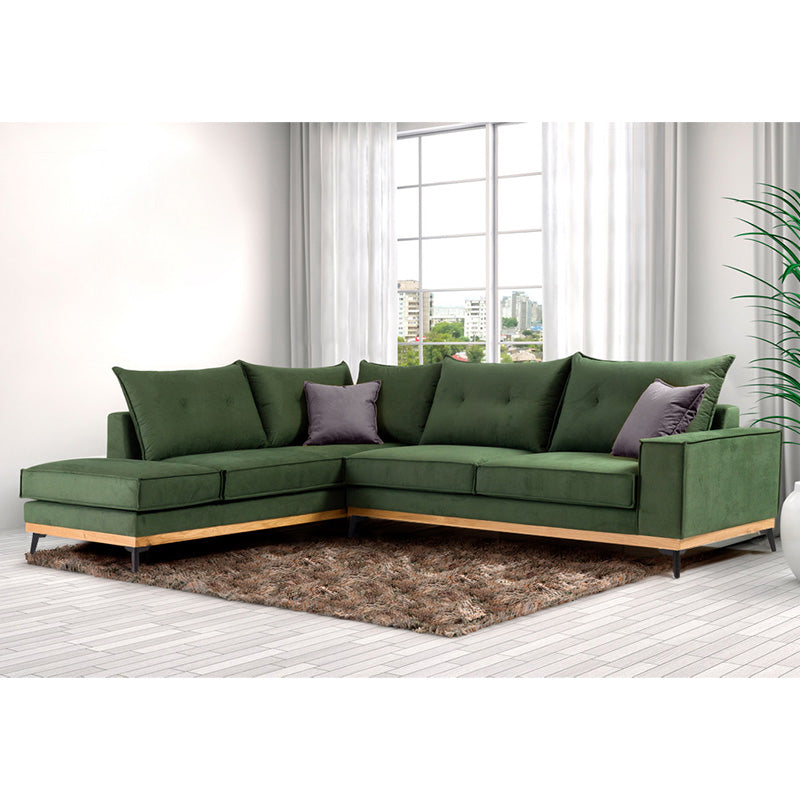 Ъглов диван Luxury  десен ъгъл кипарис-карбон дамаска 290x235x95см