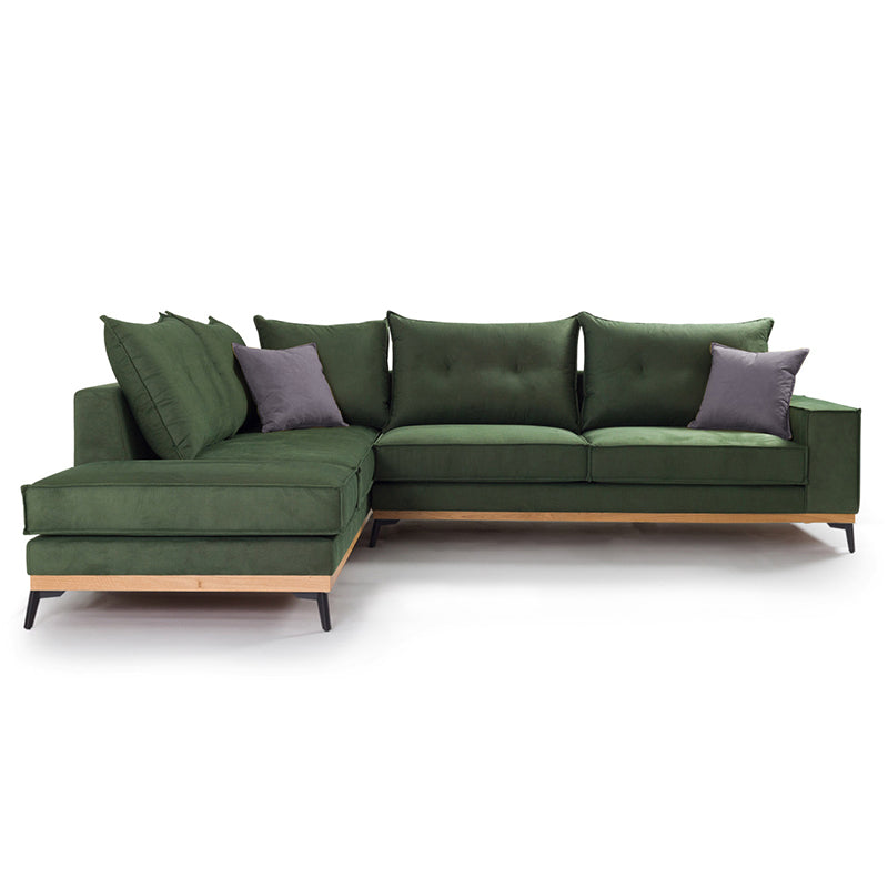 Ъглов диван Luxury  десен ъгъл кипарис-карбон дамаска 290x235x95см