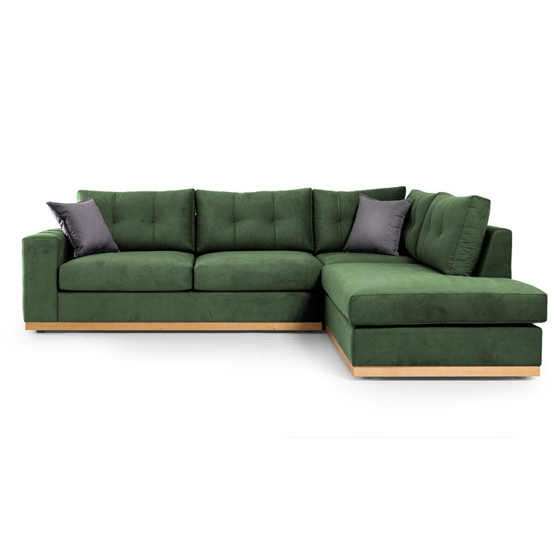 Ъглов диван Boston ляв ъгъл дамаска тъмно зелено-тъмно сиво 280x225x90см